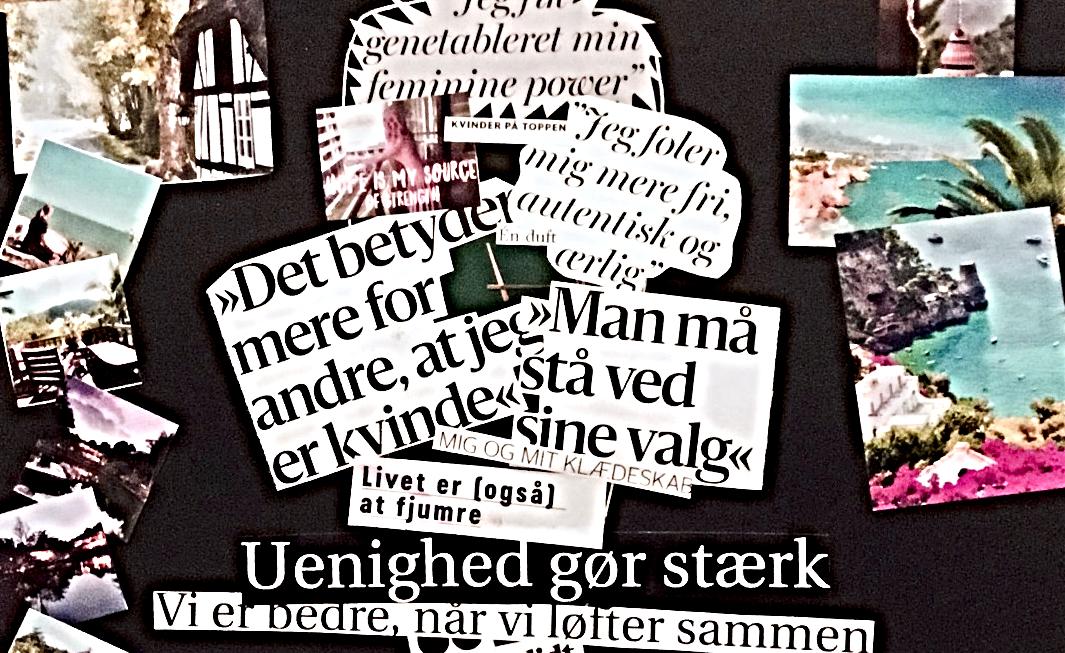Udsnit af collage med billeder og tekst